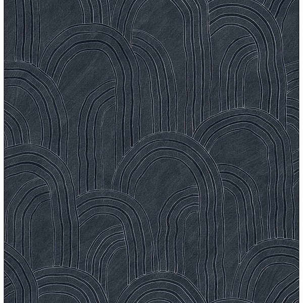 A-Street Prints Cabo Blue Rippled Arches Matte Non-Pasted Non-Woven Paper Wallpaper
