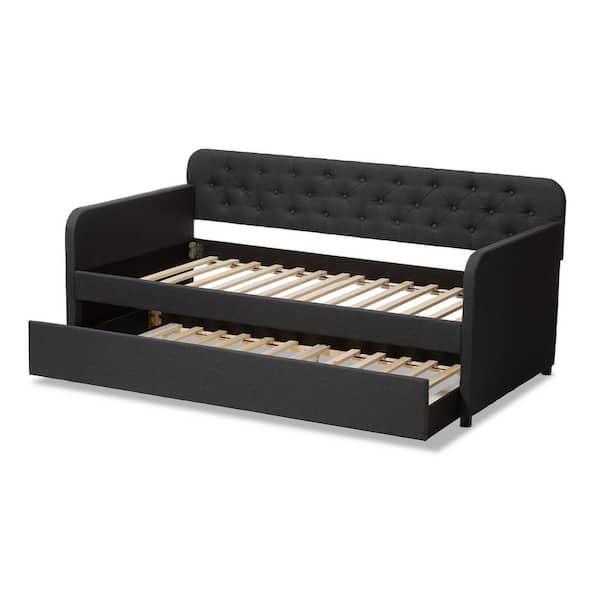 Baxton Studio Camelia Charcoal Gray Twin Daybed with Trundle