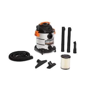 10 Gal. 6.0-Peak HP Stainless Steel Wet/Dry Shop Vacuum with Filter, Hose and Accessories