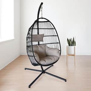 1-Person Metal Indoor/Outdoor Patio Swing Folding Hanging Egg Chair