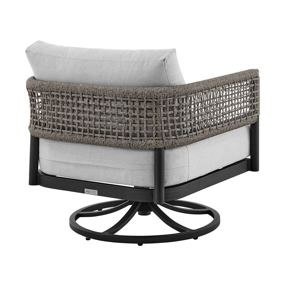 Felicia Gray Aluminum Outdoor Swivel Rocking Chair with Cushions