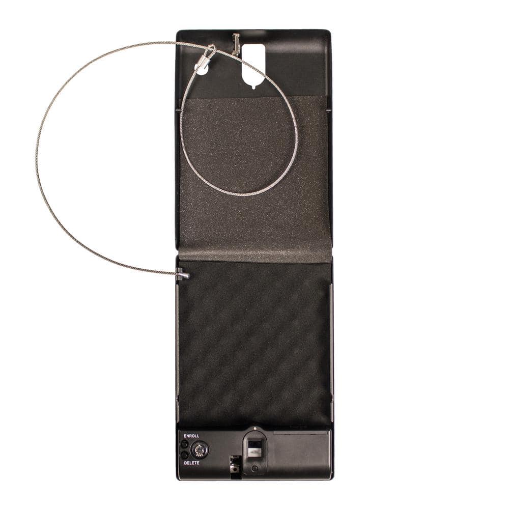 Compact Black Biometric Lock Pistol Safe with Powder-Coated Finish