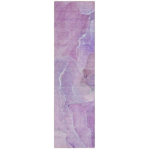Purple 2 ft. x 8 ft. Abstract Indoor / Outdoor Area Rug