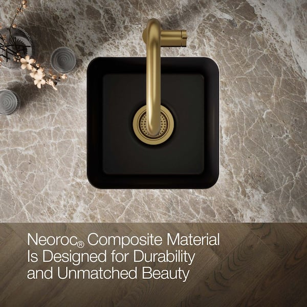 KOHLER Cairn Matte Black Granite Composite 16 in. Undermount Bar