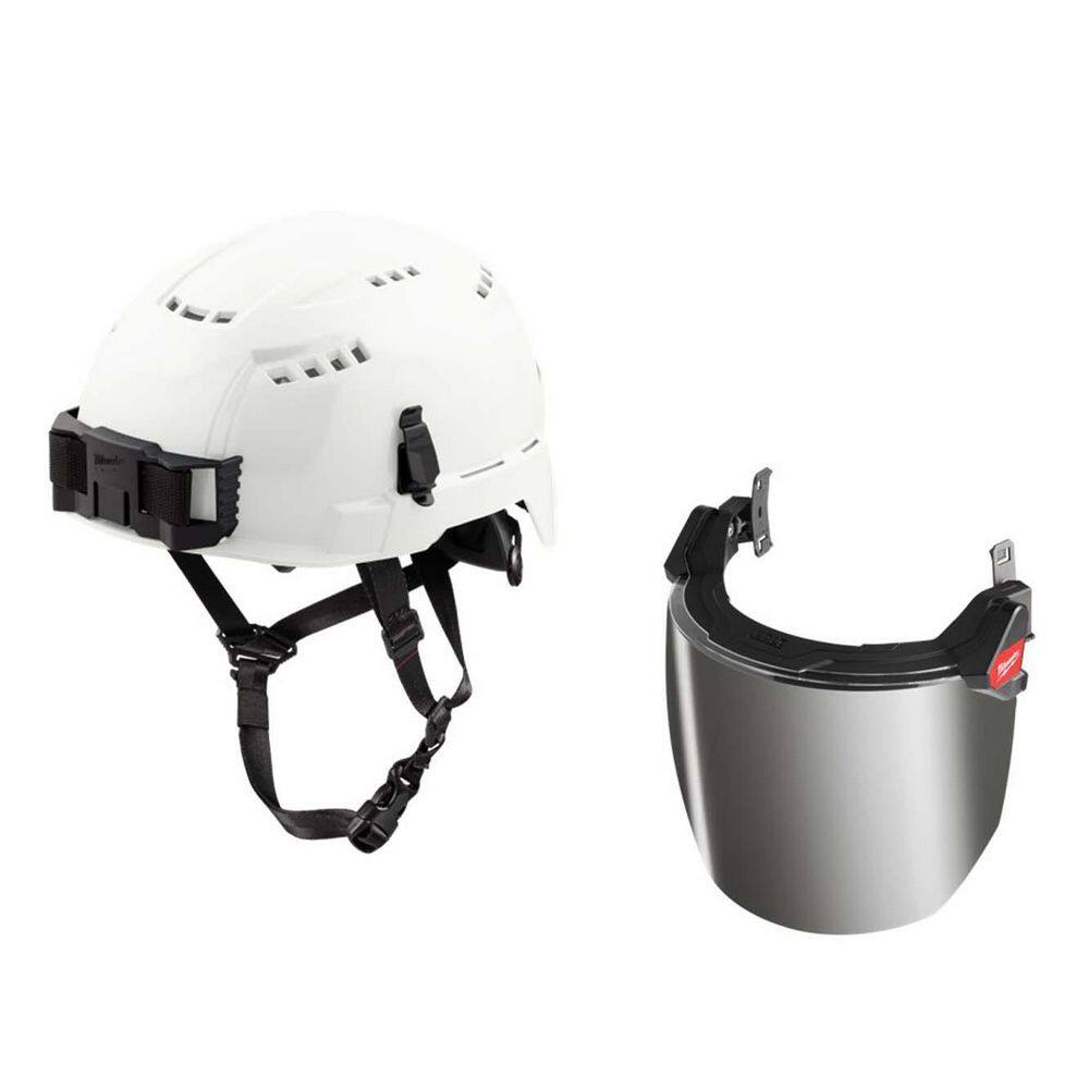 BOLT White Type 2 Class C Vented Safety Helmet W/ BOLT Mirrored Dual Coat Lens Face Shield price history on PriceWatchPro