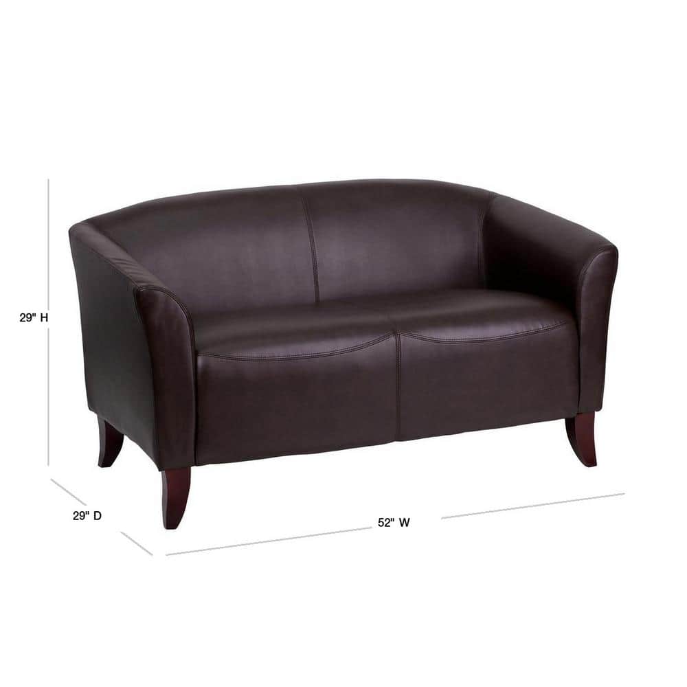 Cherry Brown LeatherSoft Track Arm Loveseat for Reception