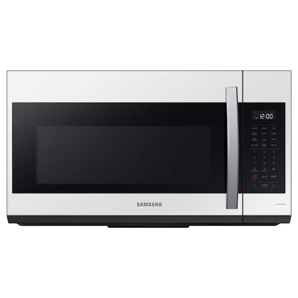 Samsung 30 in. Bespoke Smart 1.9 cu ft. 1000 Watt Over-the-Range Microwave in. White Glass with Sensor Cooking