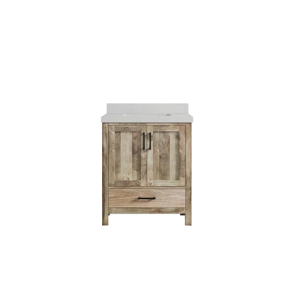 Willow Collections Malibu Mango 30 in. W x 22 in. D x 36 in. H Bath Vanity in Natural with 2 in. Carrara Quartz Top