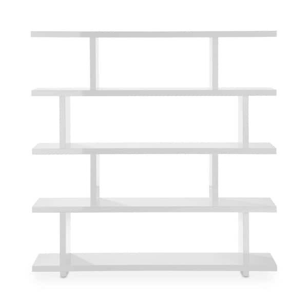 Soleil High-Gloss White 63 in. Shelf with Sleek Contemporary Finish