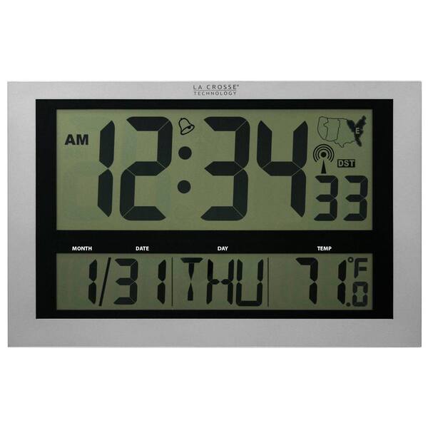 Silver La Crosse Technology 513 1311OT Jumbo Atomic Digital Wall Clock 