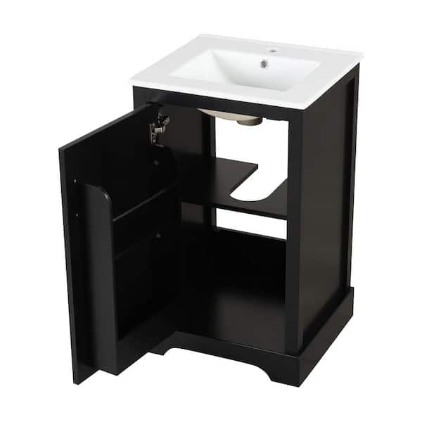 20 in. W x 18.3 in. D x 33 in. H Bathroom Black Linen Cabinet