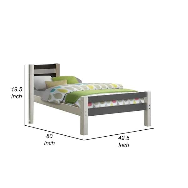 Benjara Robin White and Gray Composite Wood Frame Twin
