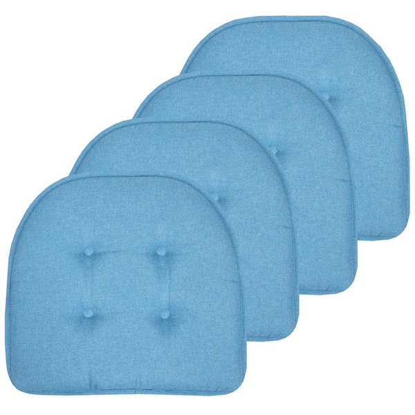 Sweet Home Collection Turquoise, Solid U-Shape Memory Foam 17 in. x 16 in. Non-Slip Indoor/Outdoor Chair Seat Cushion (4-Pack)