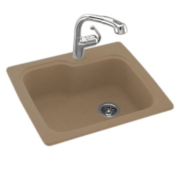 Swan Drop-In/Undermount Solid Surface 25 in. 1-Hole Single Bowl Kitchen Sink in Barley