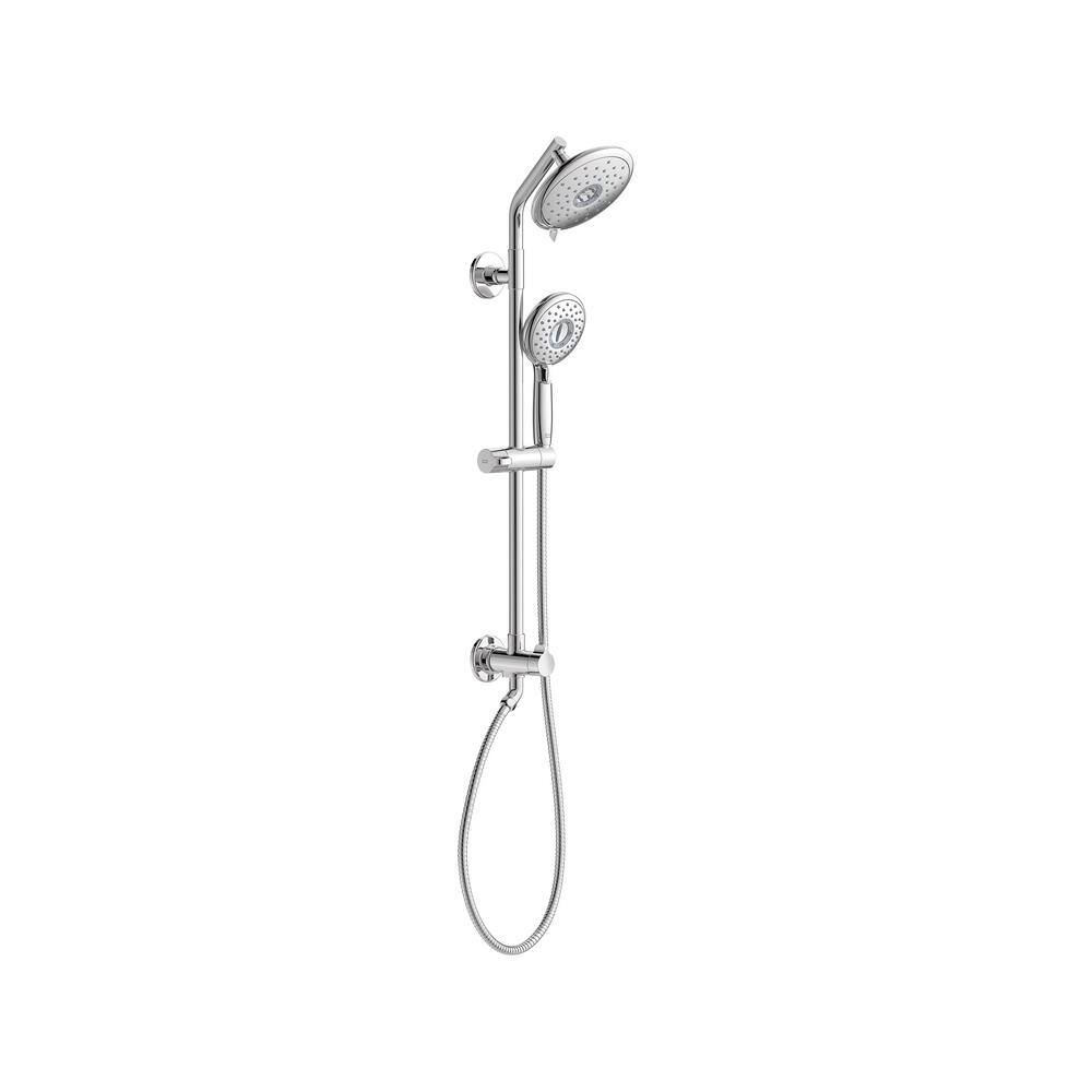 Polished Chrome Adjustable Dual Shower System with Handheld and Rain Heads
