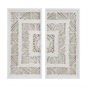Anky 2-Piece Framed Art Print 31.5 in. x 15.75 in. Framed Geometric Rice Paper Panel Shadowbox Wall Decor Set