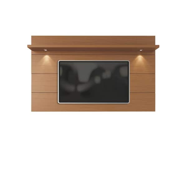Manhattan Comfort Cabrini 86 in. Maple Cream Wood Entertainment Center Fits TVs Up to 70 in. with Cable Management