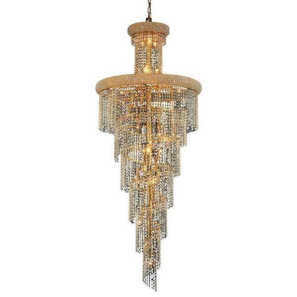 Elegant Lighting 28-Light Gold Chandelier with Clear Crystal