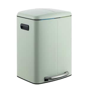 Marco Rectangular 10.6-Gal. Double Bucket Trash Can with Soft-Close Lid, Pistachio Gelato