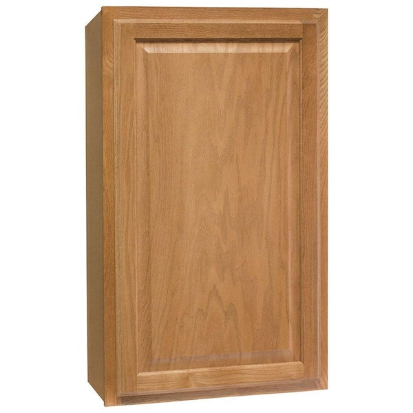 Hampton Bay Hampton 21 in. W x 12 in. D x 36 in. H Assembled Wall Kitchen Cabinet in Medium Oak