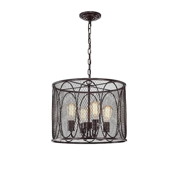 Warehouse of Tiffany Martel 18 in. 4-Light Indoor Brown Chandelier with Light Kit