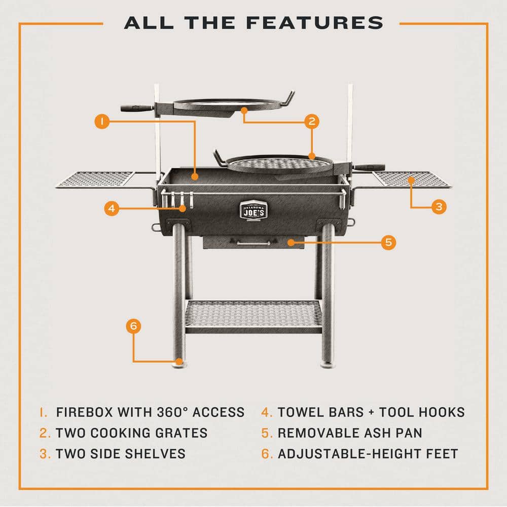 Oklahoma Joe's 47" Black Steel Charcoal/Wood Grill