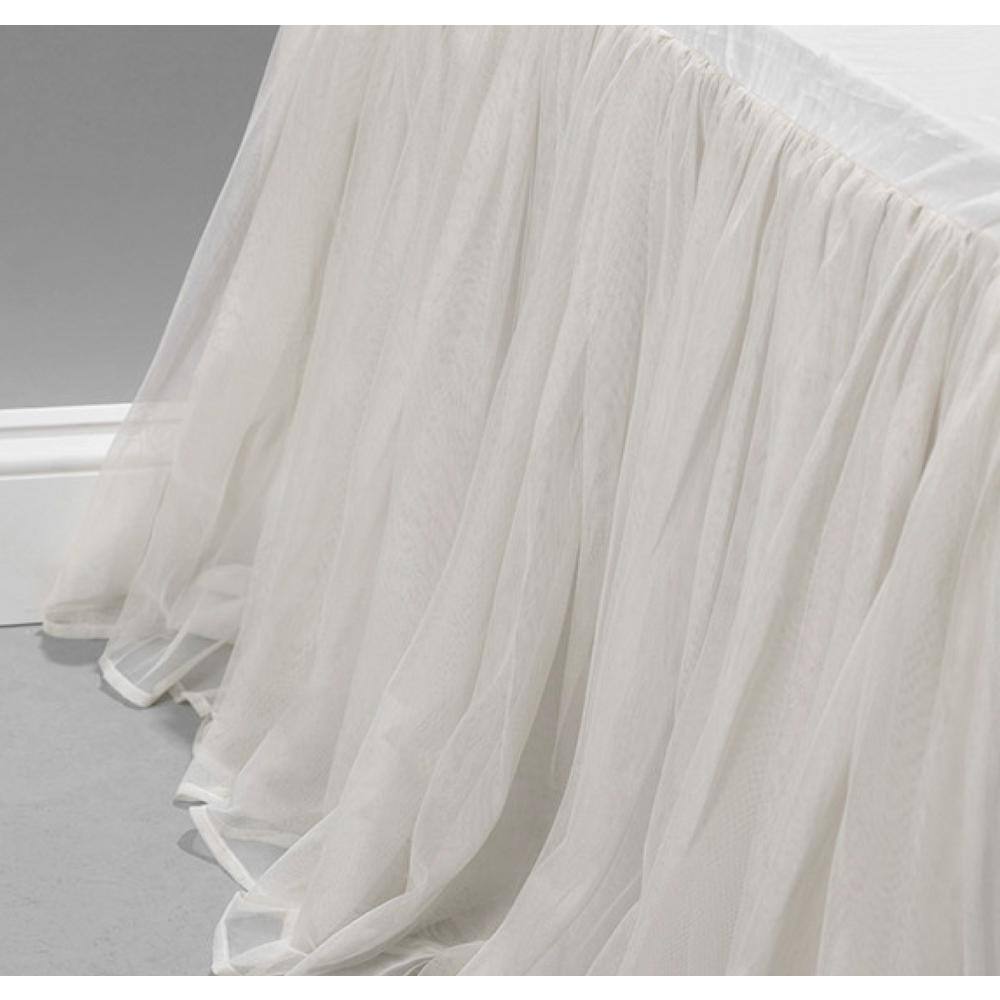 Off-White Polyester King Split Corner Bed Skirt