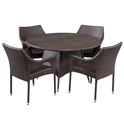 Armstrong Multi-Brown 5-Piece Plastic Outdoor Dining Set