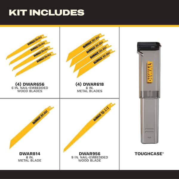 Bi-Metal Reciprocating Saw Blade Set with Case (10-Piece)