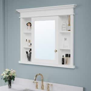 40 in. W x 32 in. H Rectangular Recessed Mount Solid Wood Medicine Cabinet with Mirror in White