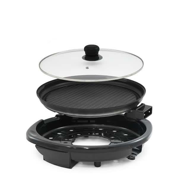 Elite Gourmet EMG-980BSC Large Indoor Electric Round Nonstick Grill Cool  Touch Fast Heat Up Ideal Low-Fat Meals Easy to Clean Design Dishwasher Safe