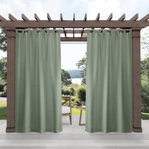 Cabana Seafoam Solid Polyester 54 in. x 120 in. Hook/Loop Tab Top Light Filtering Curtain Panel (Set of 2)