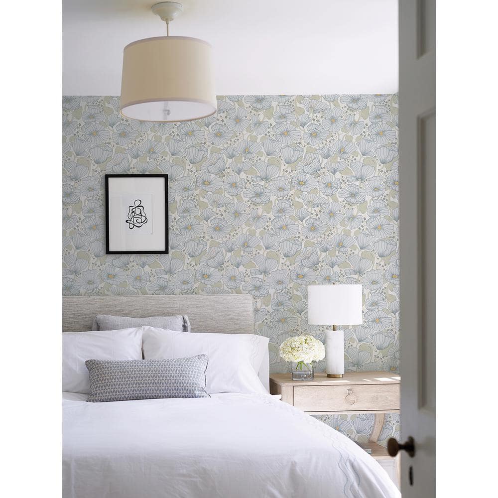 Matilda Blue Floral Non-Woven Removable Wallpaper