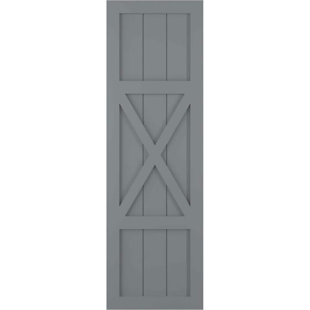 15 in. x 75 in. True Fit PVC Center X-Board Farmhouse Fixed Mount Board and Batten Shutters Pair in Ocean Swell price history on PriceWatchPro