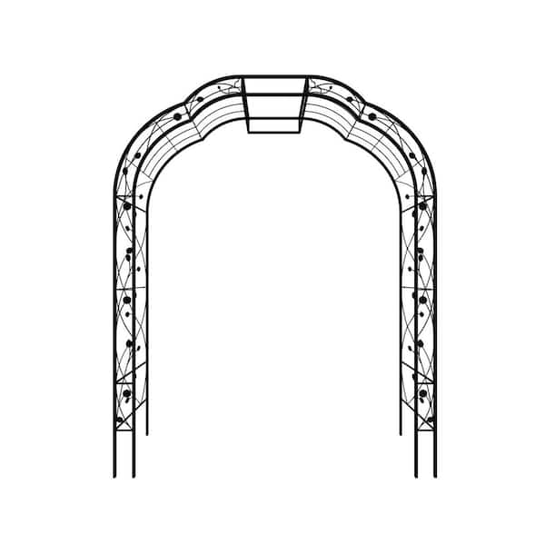 98.5 in. x 74.4 in. Iron Garden Arbor Trellis in Black
