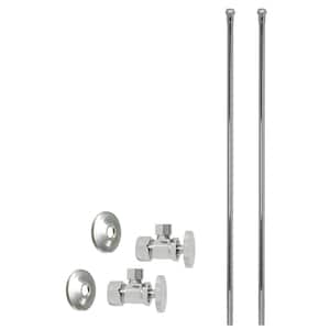 5/8 in. x 3/8 in. OD x 20 in. Bullnose Faucet Supply Line Kit with Round Handle Angle Shut Off Valve, Polished Nickel