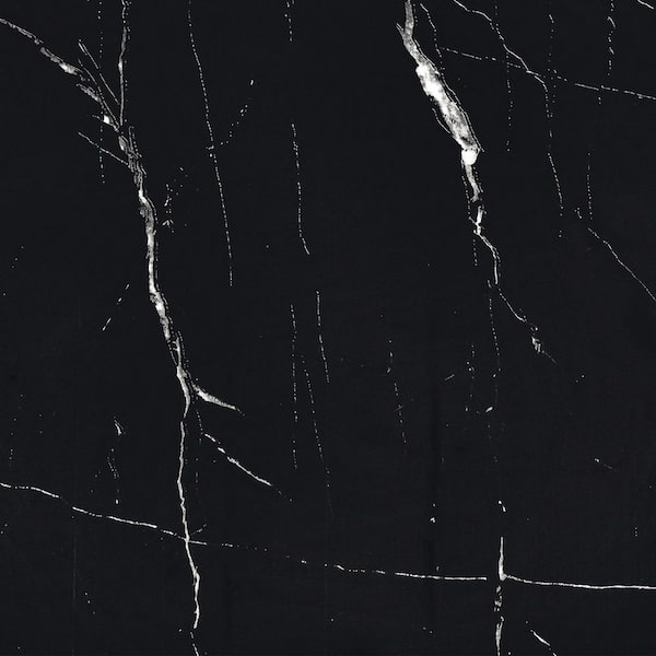 Black Marble 23.6" X 197" Kitchen Vinyl Roll Wallpaper, PET Finish Peel & Stick Countertop Protector, 1 Roll