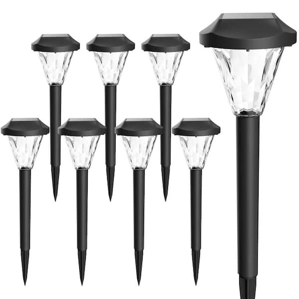 GIGALUMI Cold White Waterproof Outdoor LED Solar Path Light (8-Pack)