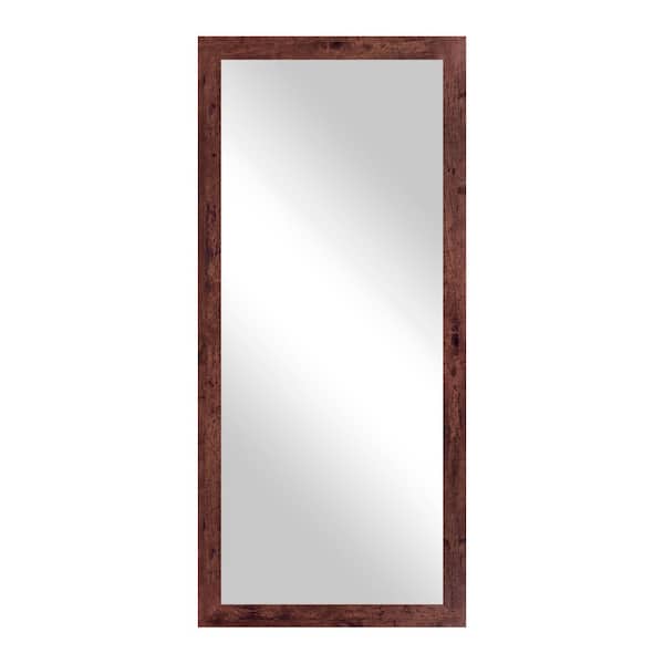 Modern Rustic (64 in. W x 33 in. H) Dark Walnut MDF Wide Rectangle Mirror