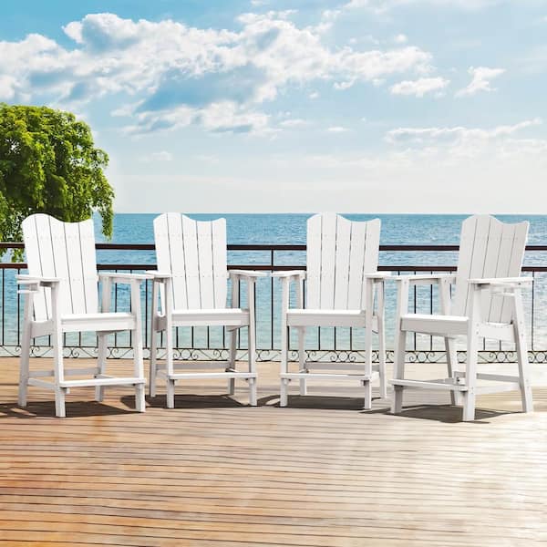 LUE BONA White Plastic Adirondack Outdoor Bar Stool With Cup Holder   Plastic Adirondack Chairs Lb23pc0009 200hd Q4 64 600 