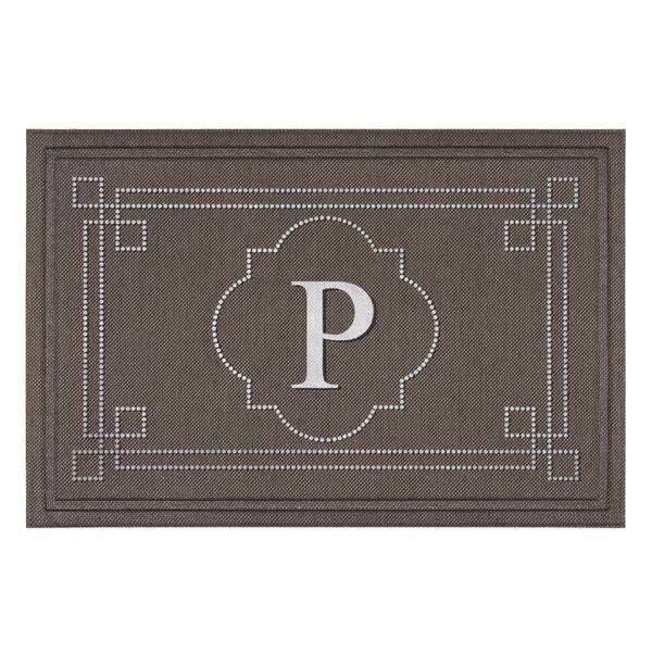 Mohawk Home Flagstone Multi 24 in. x 36 in. Monogram "P" Indoor/Outdoor Door Mat