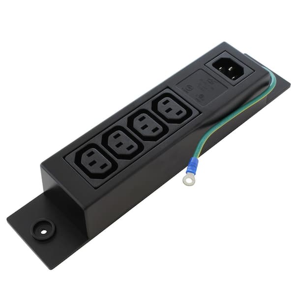 AC WORKS PDU Power Strip IEC C14 Inlet to (4) IEC C13 (Sheet F) with Grounding with 4 Outlets