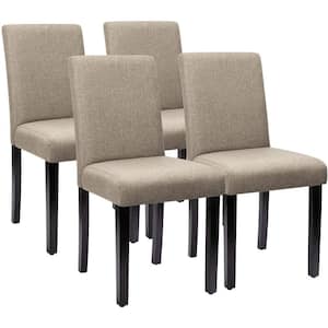 Beige Dining Chairs Fabric Upholstered Parson Kitchen Side Padded Chair (Set of 4)