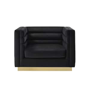 Annemarie Black Upholstered Velvet Club Chair With Square Arm
