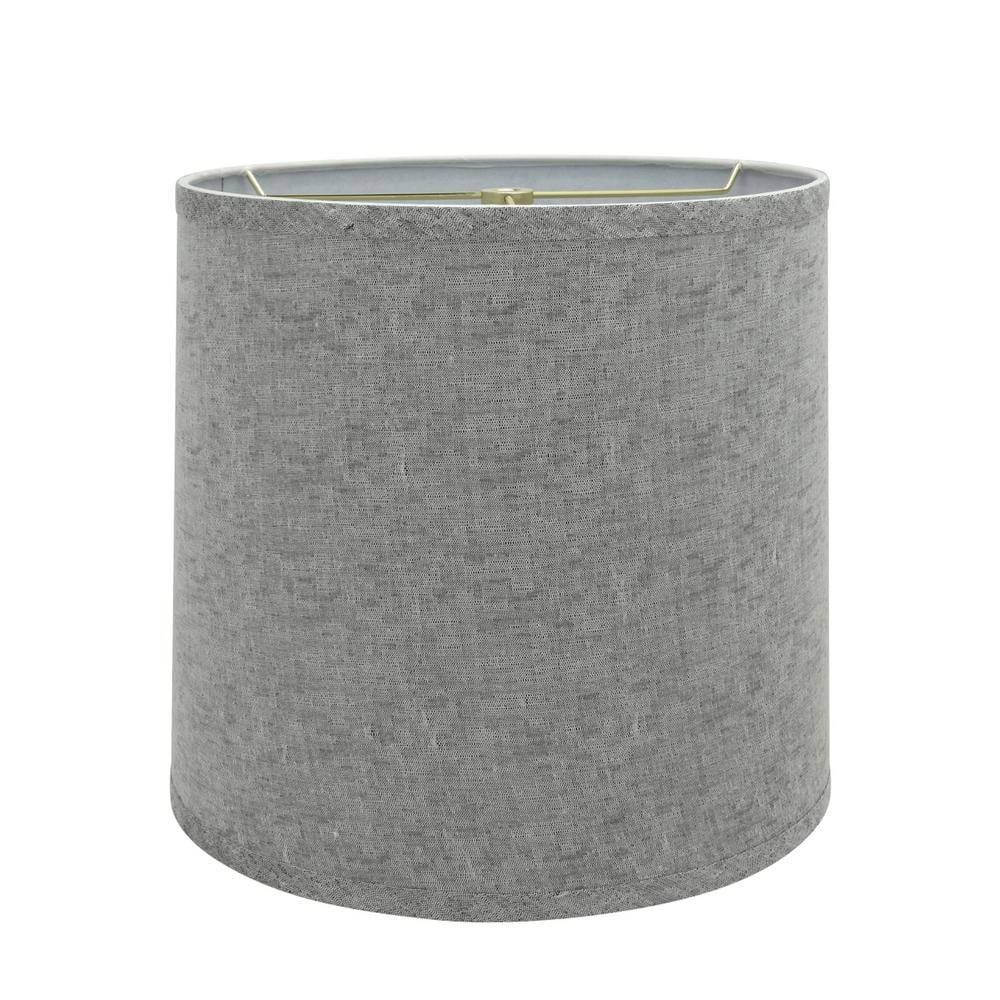 13" Gray Textured Fabric Drum Lamp Shade