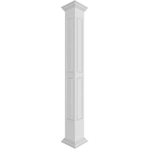9-5/8 in. x 8 ft. Premium Square Non-Tapered Double Raised Panel PVC Column Wrap Kit Crown Capital and Base