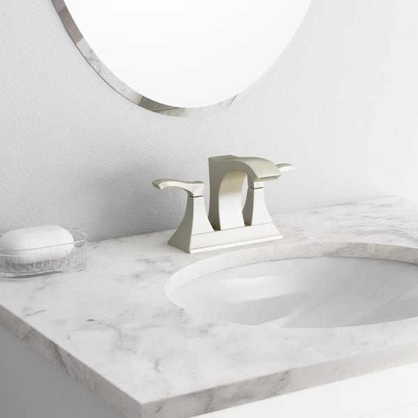 Venturi 4 in. Centerset 2-Handle Bathroom Faucet in Spot Defense Brushed Nickel