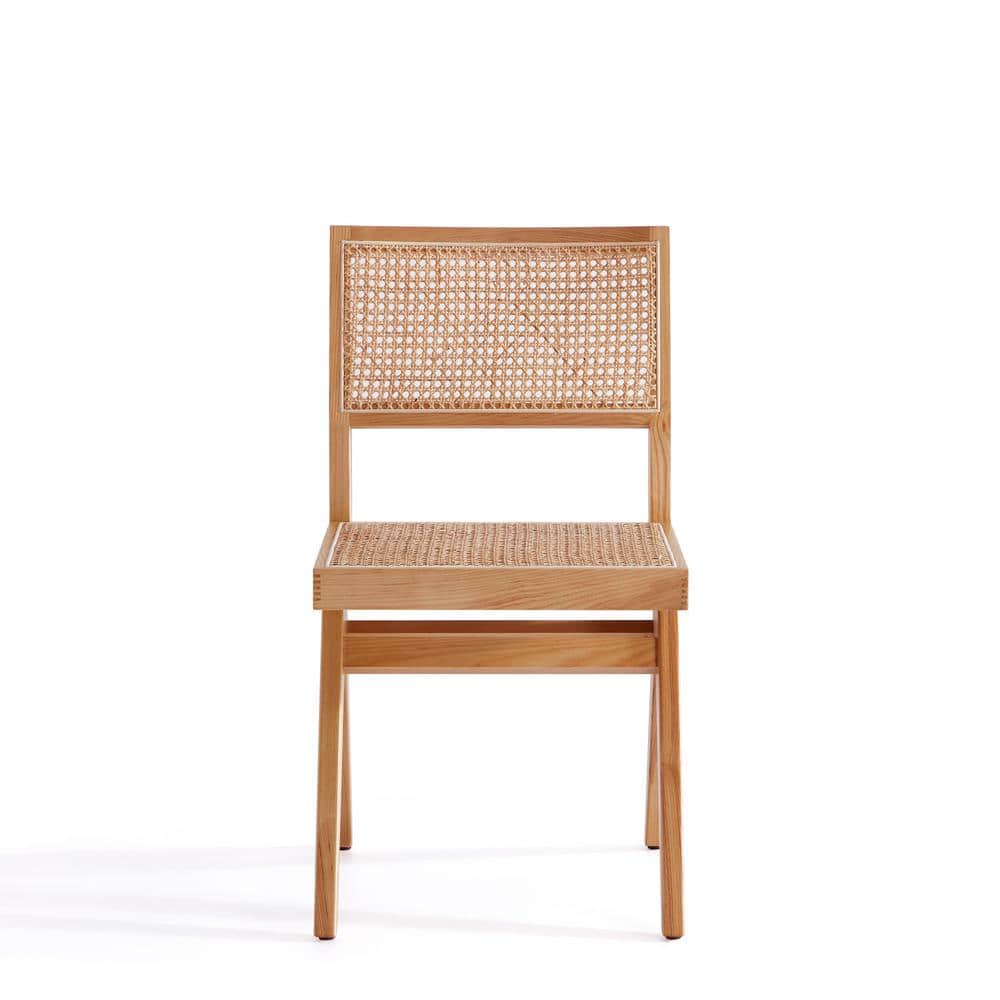 Elevated Nature Cane High-Back Side Chair in Natural Beige