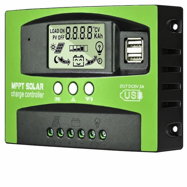 100A MPPT Solar Charge Controller 12V/24V Auto-Tracking LCD Display Dual USB Multiple Load Control Modes