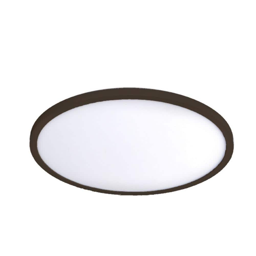 Sleek Edge-Lit Bronze LED Flush Mount Light, 15"